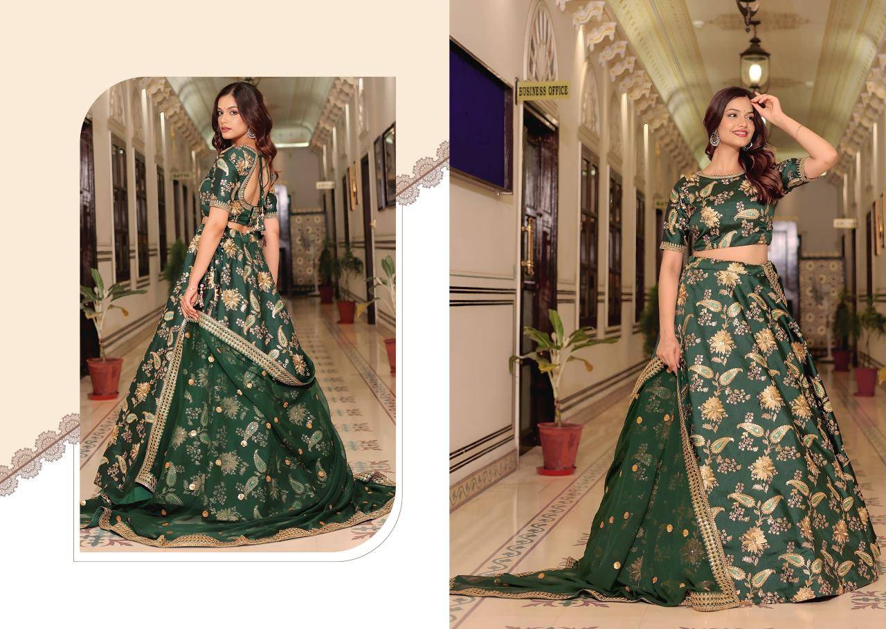 Zeel Clothing vol 30 Art silk Green Lehenga choli supplier Ahmedabad