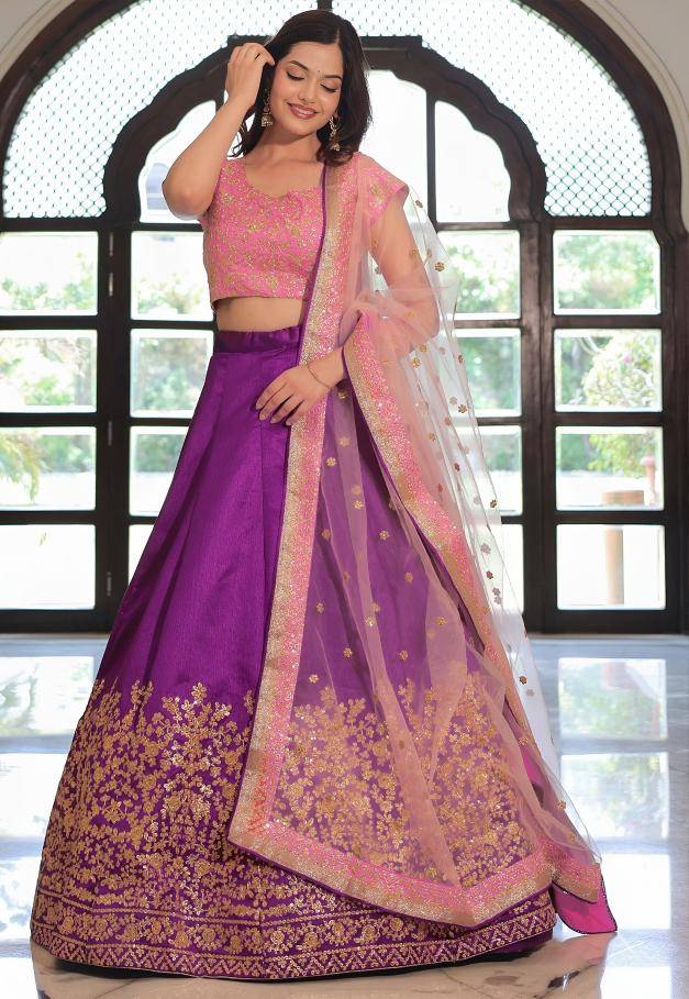 Zeel Clothing vol 30 Mulbery silk Purple Wholesale lehenga choli suppliers in Ahmedabad