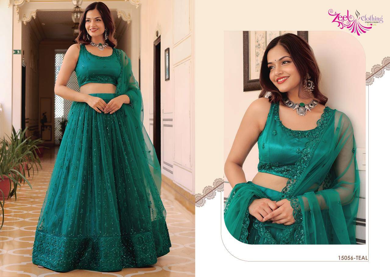 Zeel Clothing vol 30 Soft Net Teal Lehenga choli wholesale market Ahmedabad