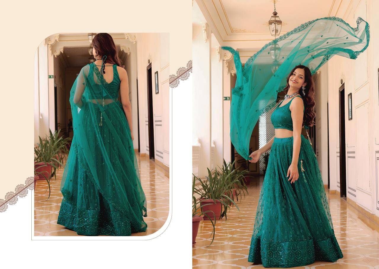 Zeel Clothing vol 30 Soft Net Teal Lehenga choli wholesale market Ahmedabad