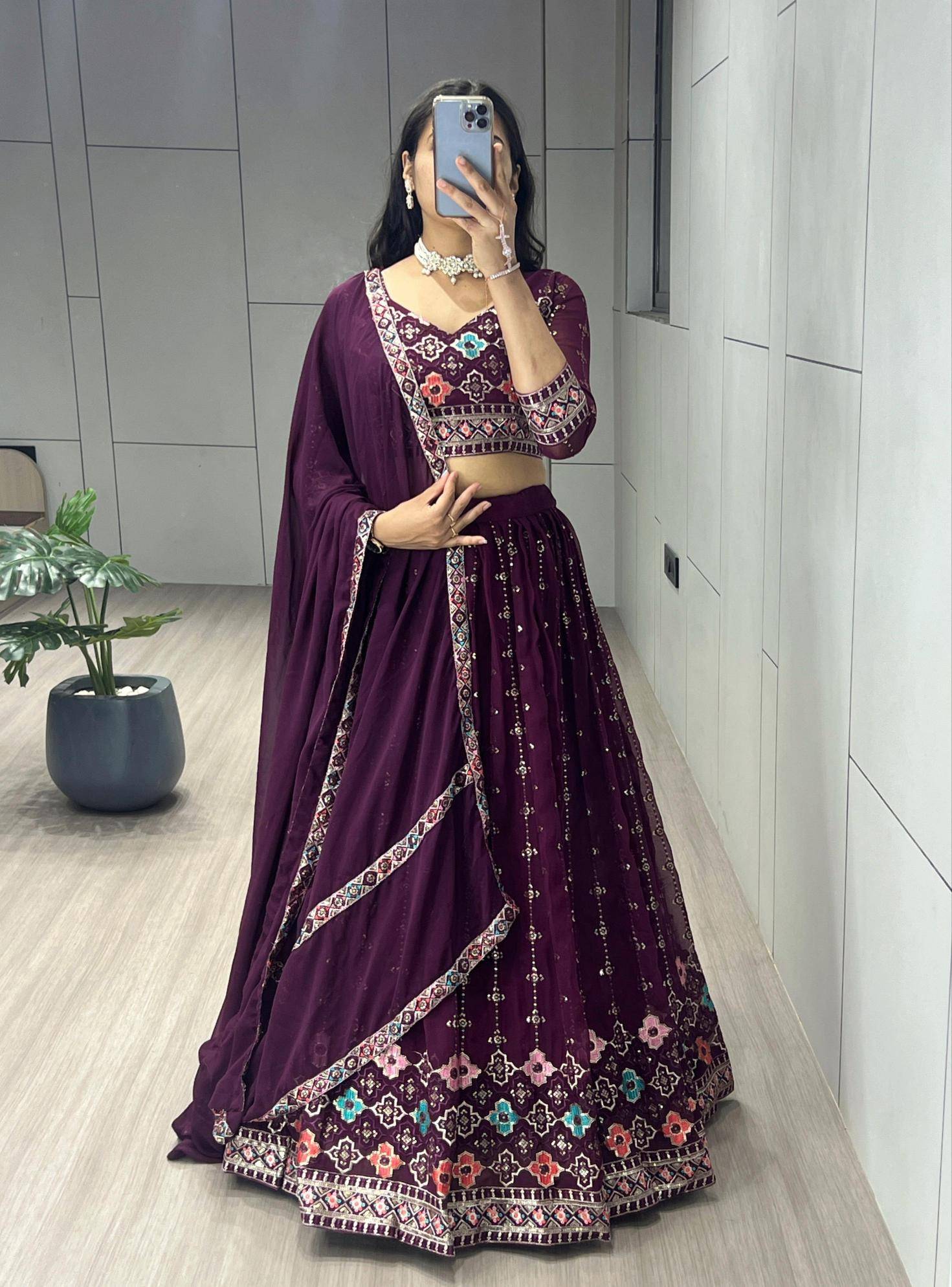 GRTN 9029 WIN Gorgette Traditional lehenga choli Ahmedabad