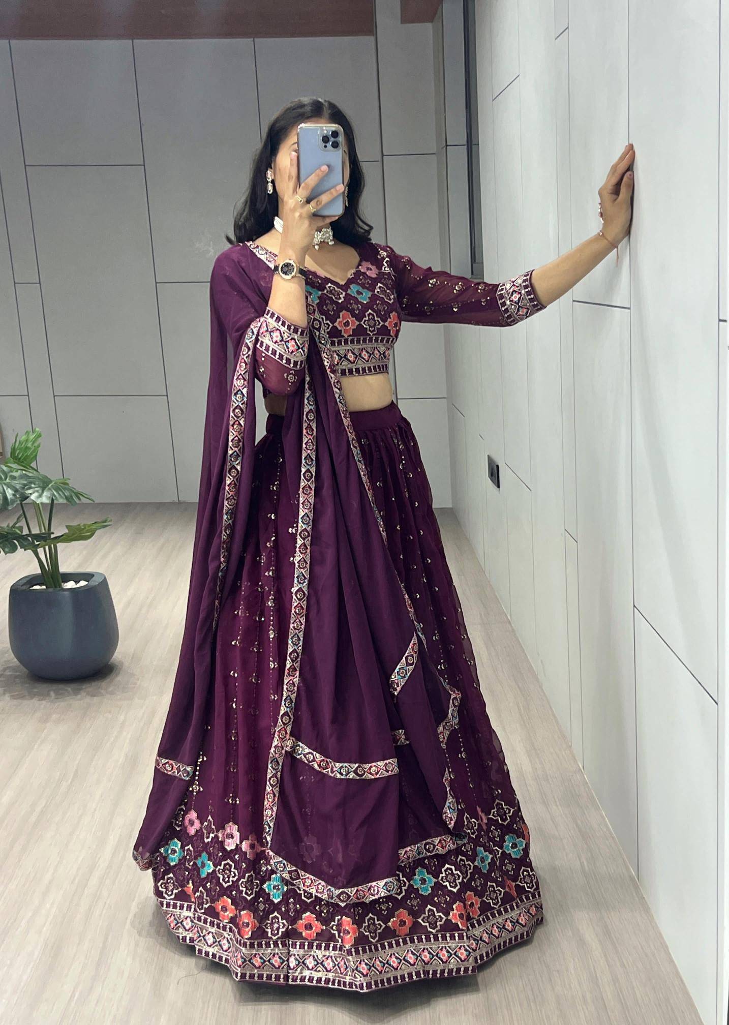 GRTN 9029 WIN Gorgette Traditional lehenga choli Ahmedabad