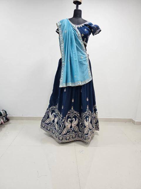 Peacock vichitra silk Blue Wholesale Lehengha choli suppliers in surat