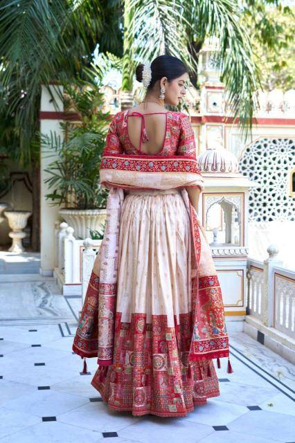 PRASANG 05 jecard viscose White Surat Bridal Lehenga Choli