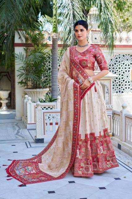 PRASANG 05 jecard viscose White Surat Bridal Lehenga Choli