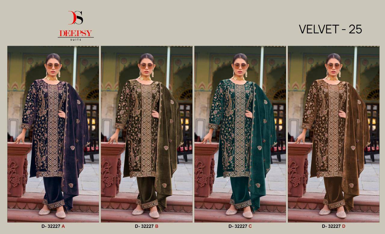 Deepsy hit design of velvet 25 Indian Salwar Kameez Wholesalers