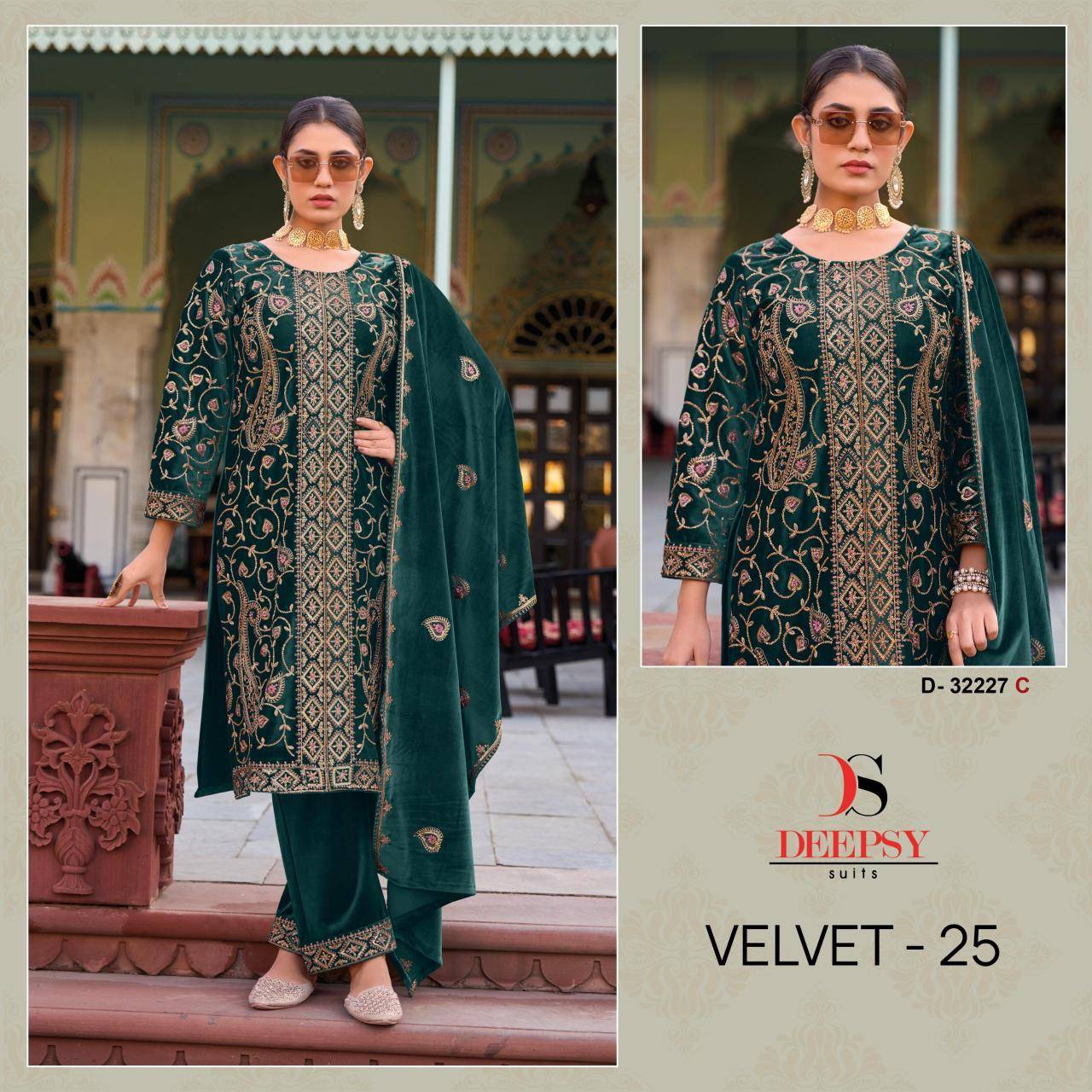 Deepsy hit design of velvet 25 Indian Salwar Kameez Wholesalers
