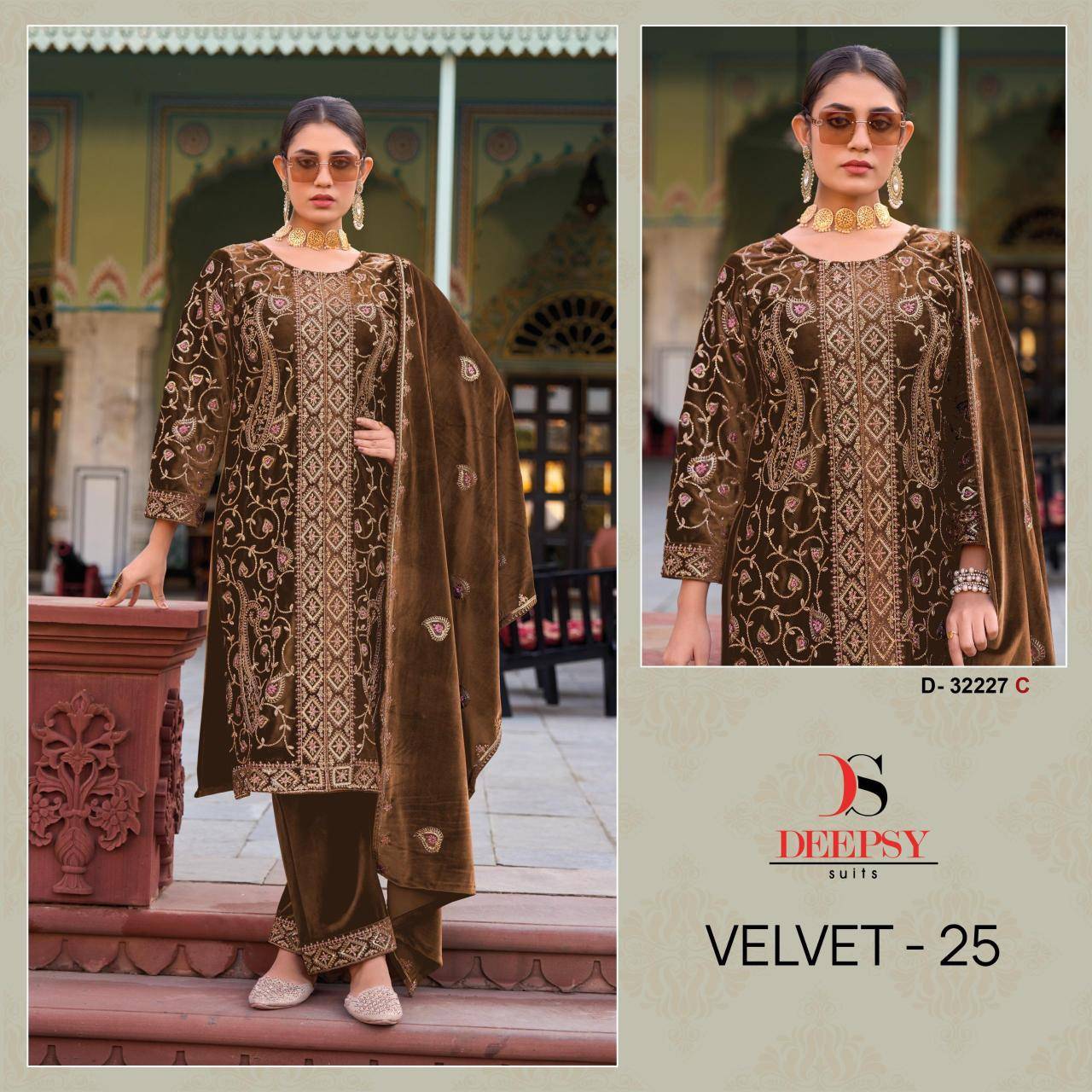 Deepsy hit design of velvet 25 Indian Salwar Kameez Wholesalers