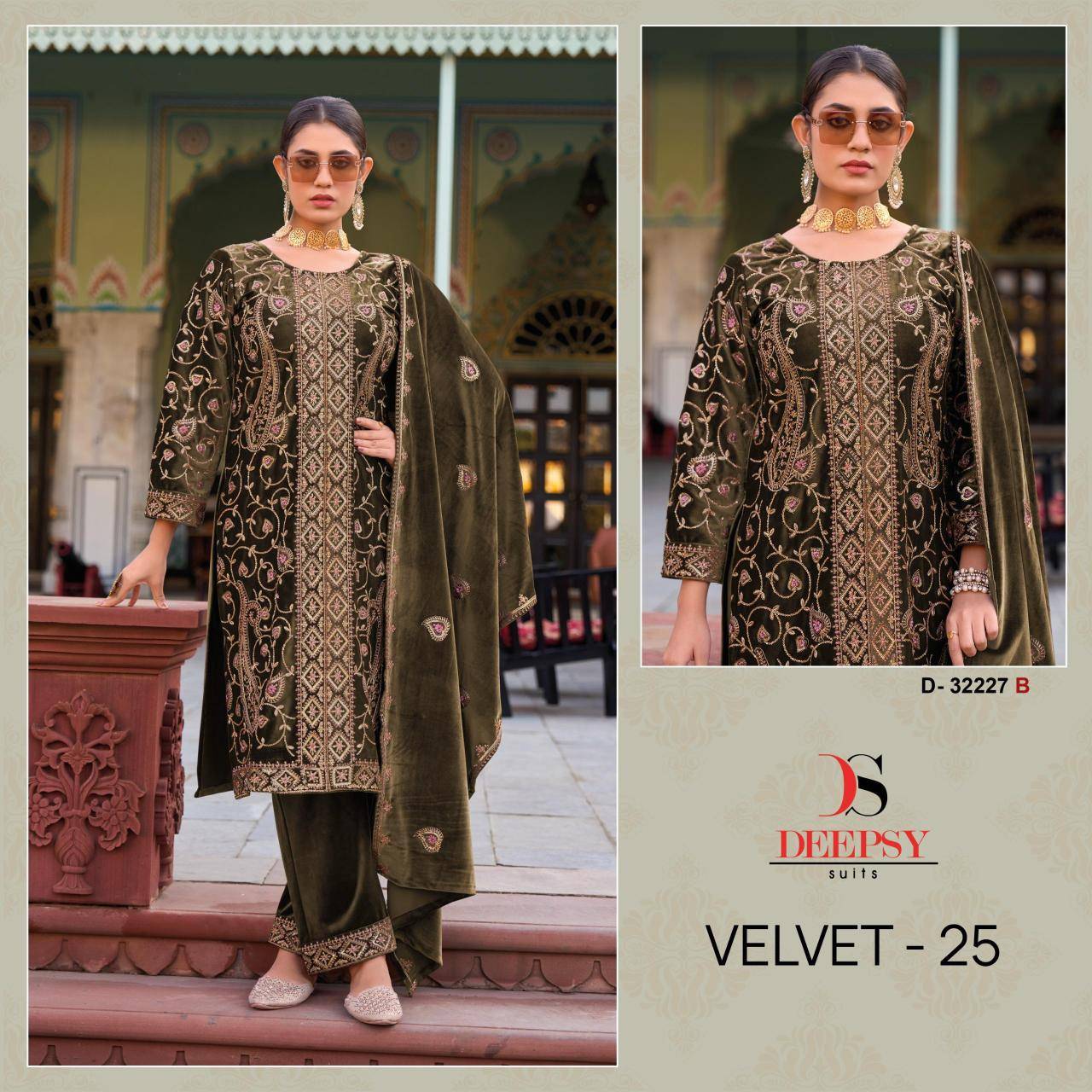 Deepsy hit design of velvet 25 Indian Salwar Kameez Wholesalers