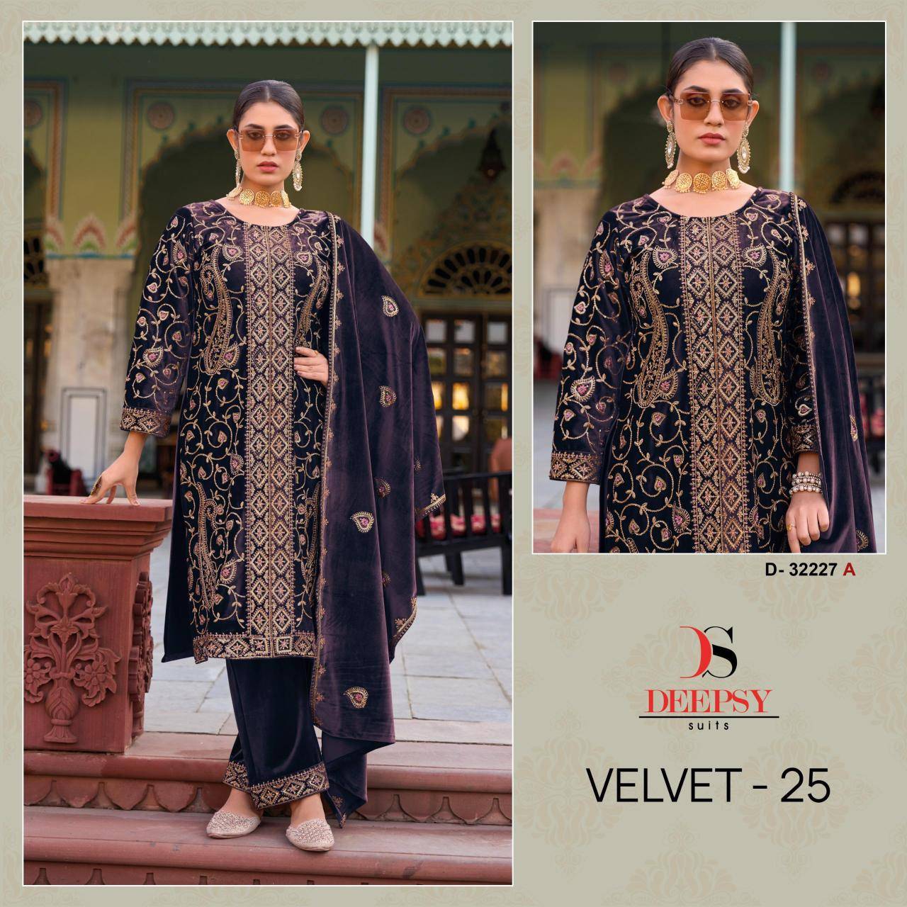 Deepsy hit design of velvet 25 Indian Salwar Kameez Wholesalers