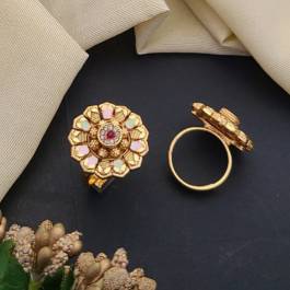 Adjustable Golden Rings GR012 Artificial pearl jewellery Kolkata