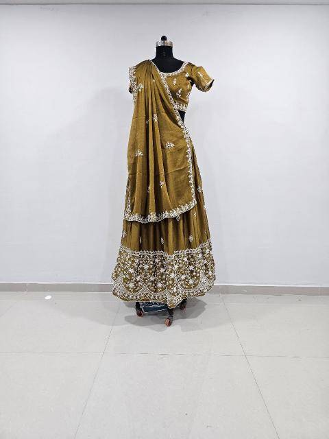 FULDI vichitra silk Yellow Wholesale Lehengha choli dealer in pune