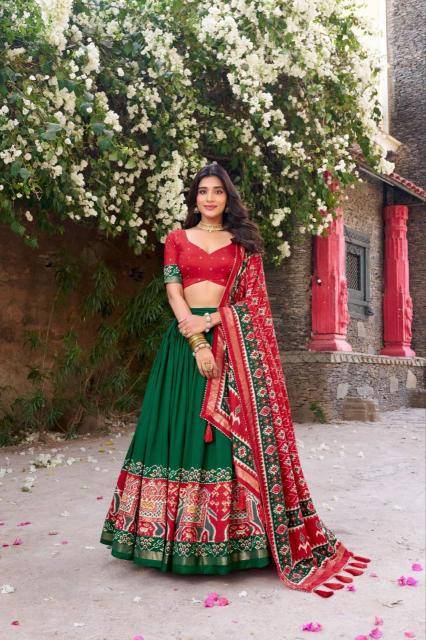 DULHAN LEHENG Tussar Silk Green Bridal lehenga choli in Pune