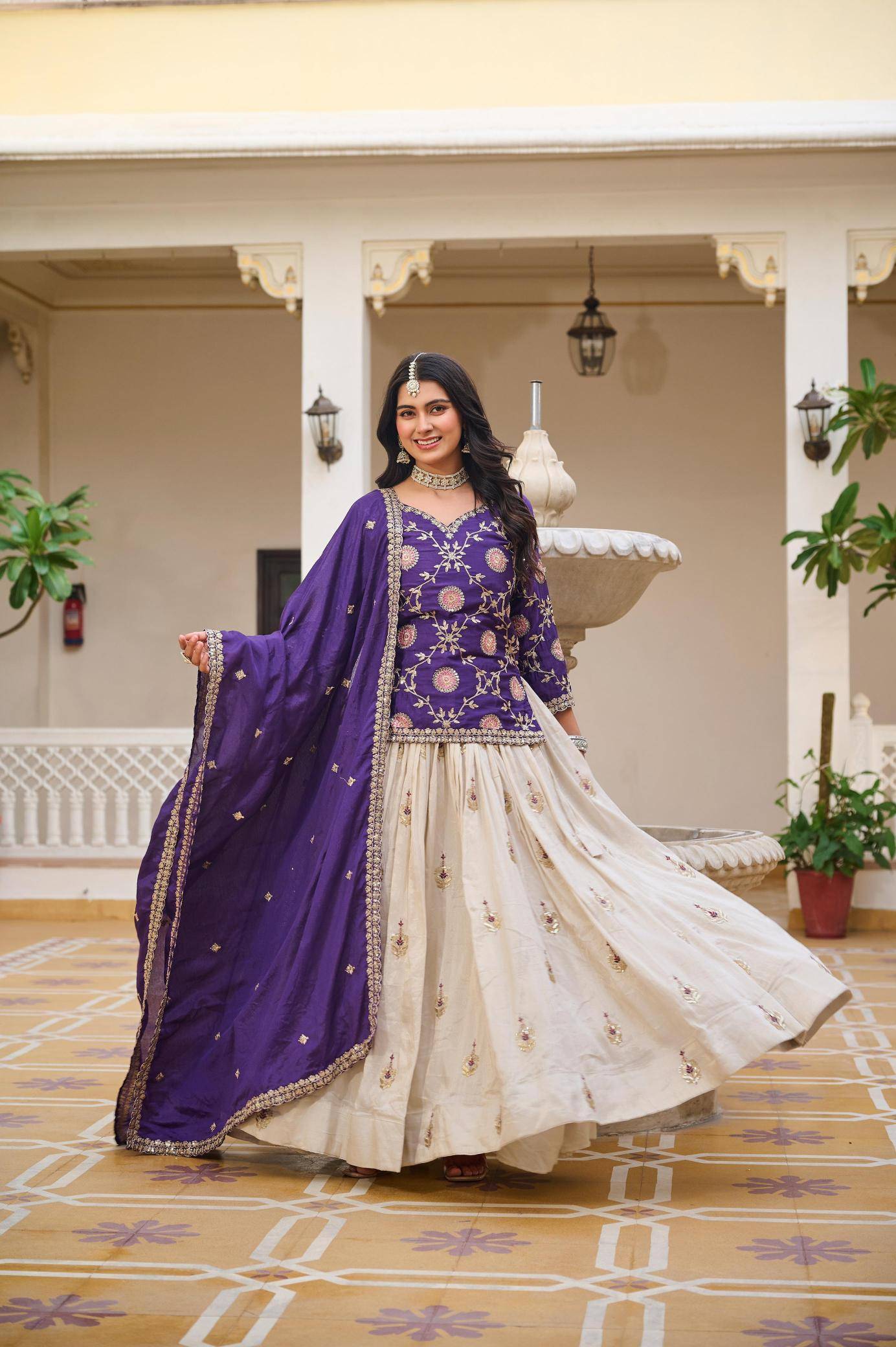 Ram-101 chinon Purple Traditional lehenga choli in Pune
