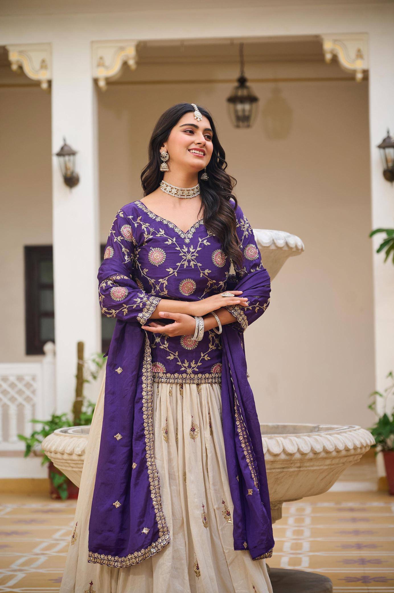 Ram-101 chinon Purple Traditional lehenga choli in Pune