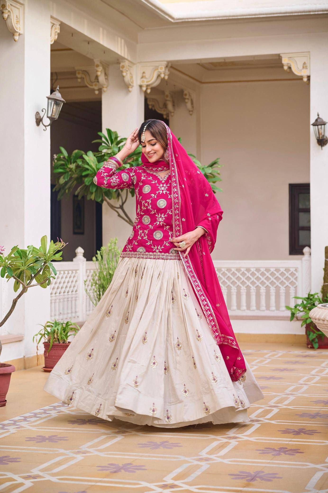 Ram-101 chinon White Indo-western lehenga choli in Pune