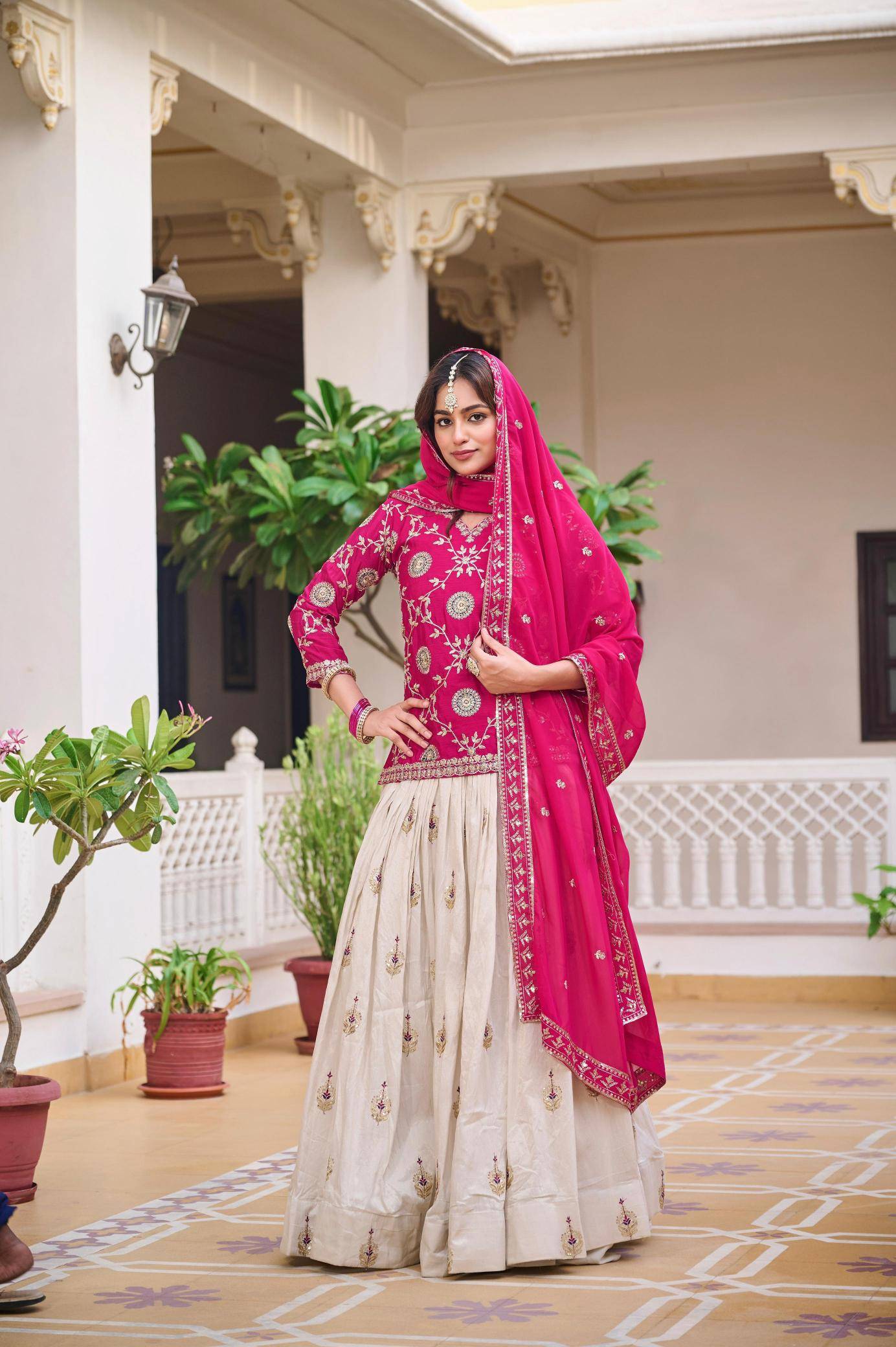 Ram-101 chinon White Indo-western lehenga choli in Pune