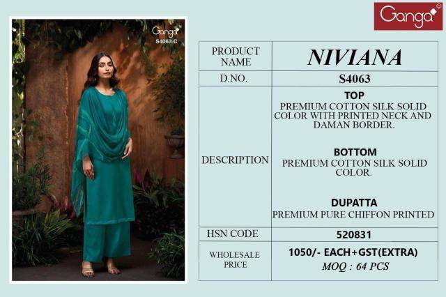 Ganga niviana 4063 Dress material wholesale market in kolkata