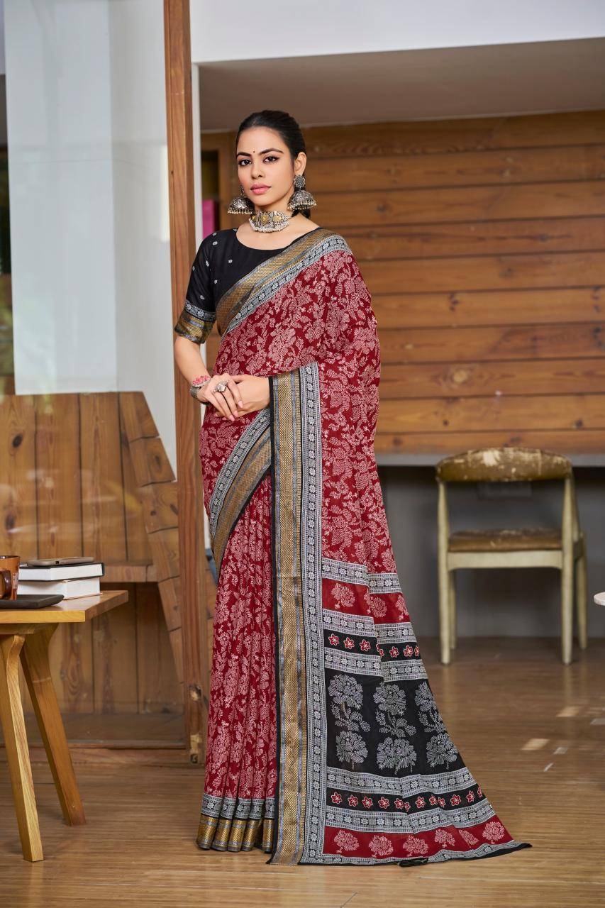 Lakhani cotton printed Indian saree manufacturers