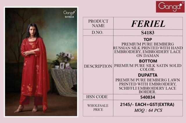 Ganga feriel 4183 Dress material manufacturers in India