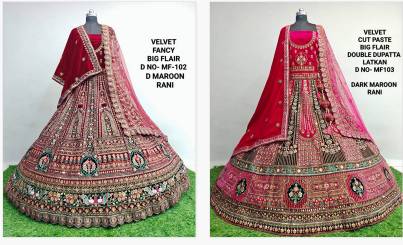 Mf 102 And 103 Velvet Designer Lehenga Choli Wholesale