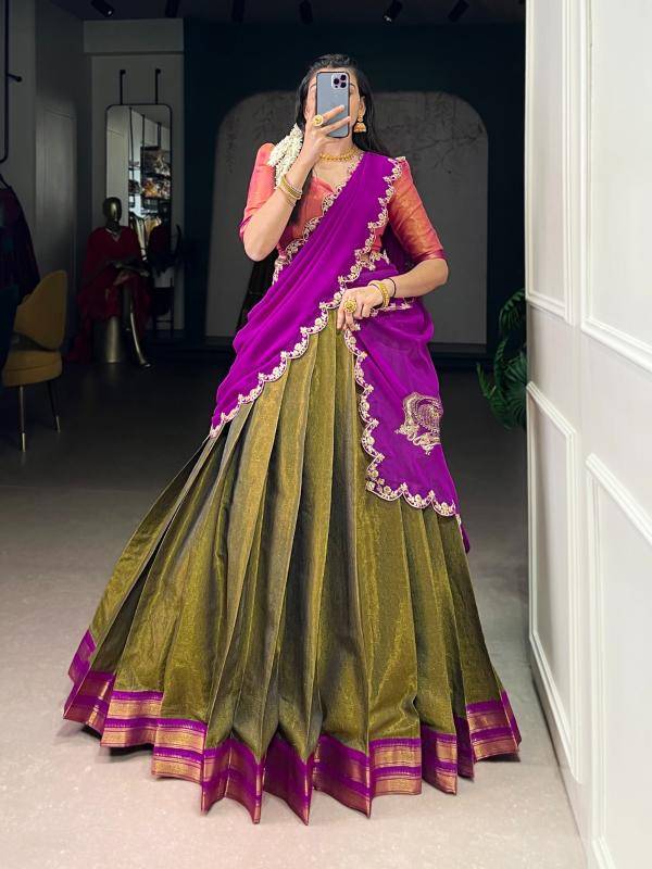 Taraa L 2009 Kanchipuram Silk Embroidered Lehenga Choli Wholesalers