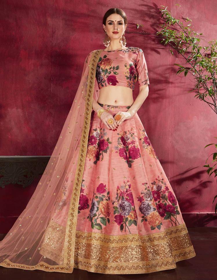 Carnations vol 1 banglori silk Peach Lehenga Choli Wholesale Market