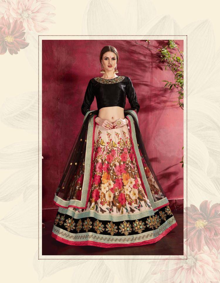 Carnations vol 1 banglori silk Black muticolor  Lehenga Choli Wholesale Price in India