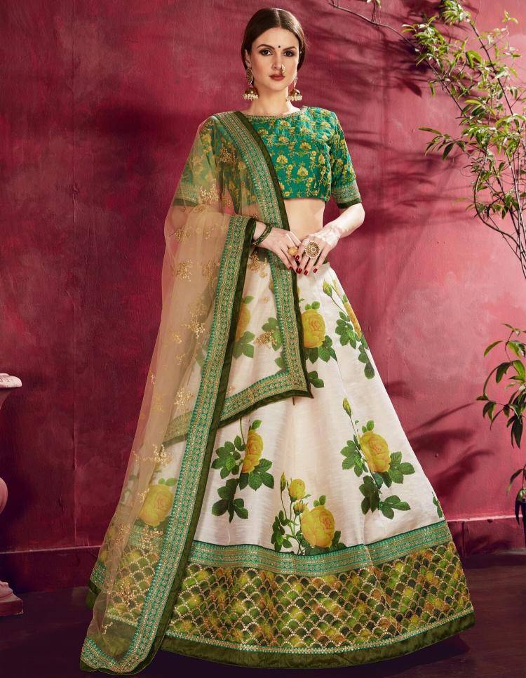 Carnations vol 1 banglori silk Cream Green Lehenga choli supplier