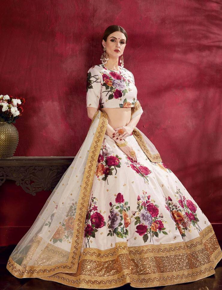 Carnations vol 1 banglori silk off white Bridal lehenga wholesale