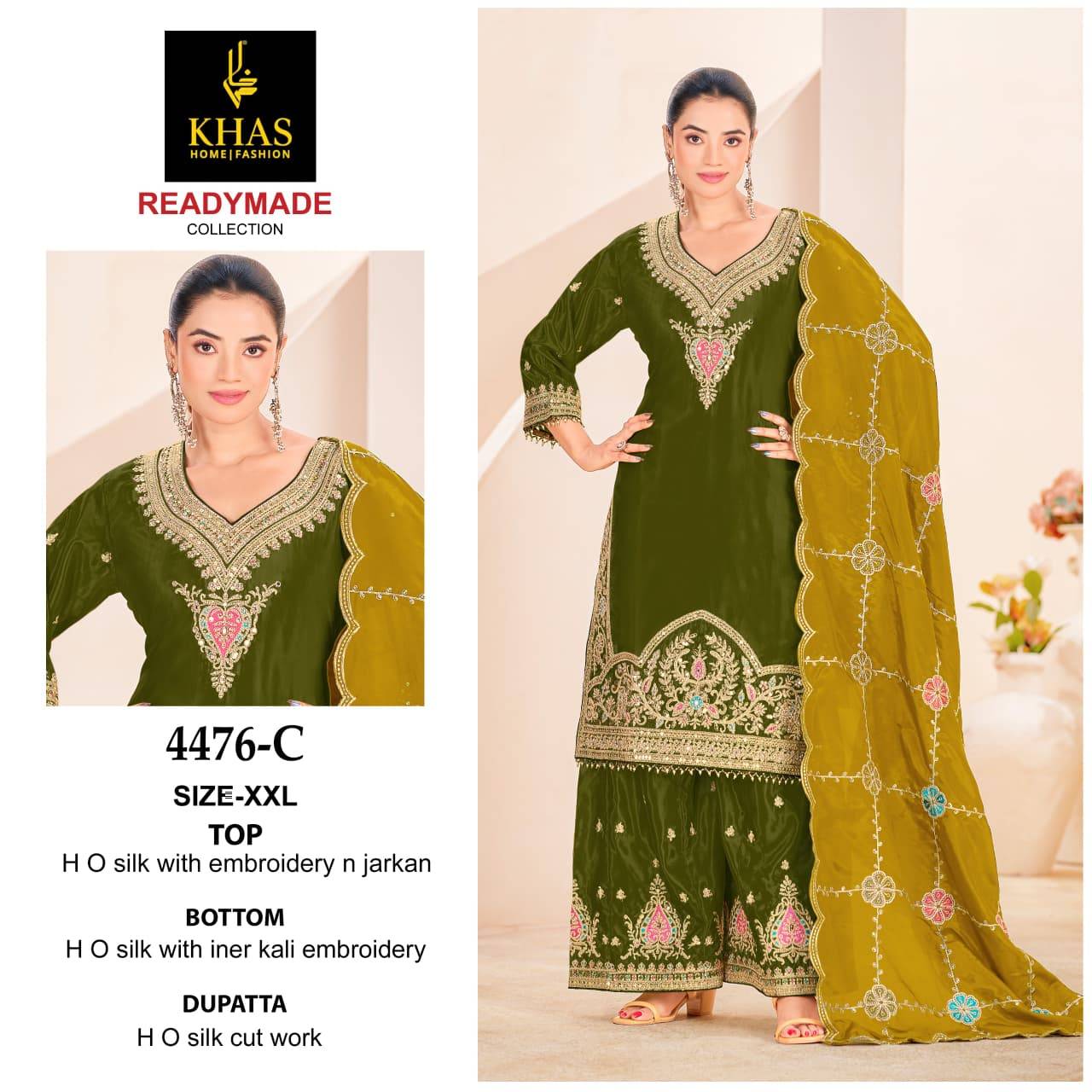 Khas 4476 A To C Silk With Embroidery  Pakistani suits manufacturers in Delhi