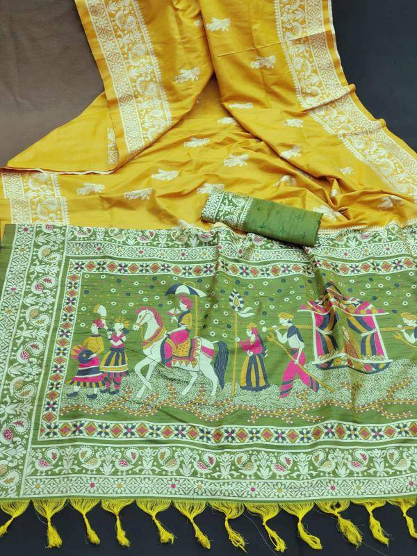 Akshara contrast woven pallu Saree manufacturers in India