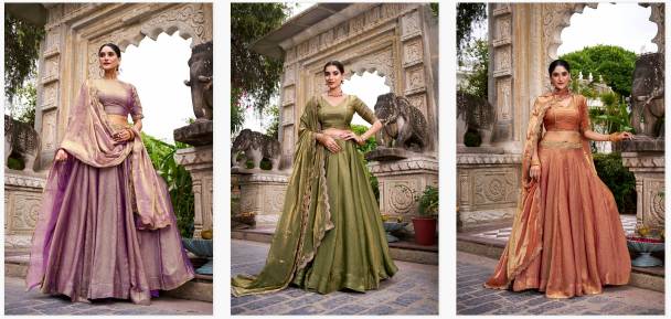 Taraa L 1440 Fendi Embroidery Lehenga choli fabric wholesale