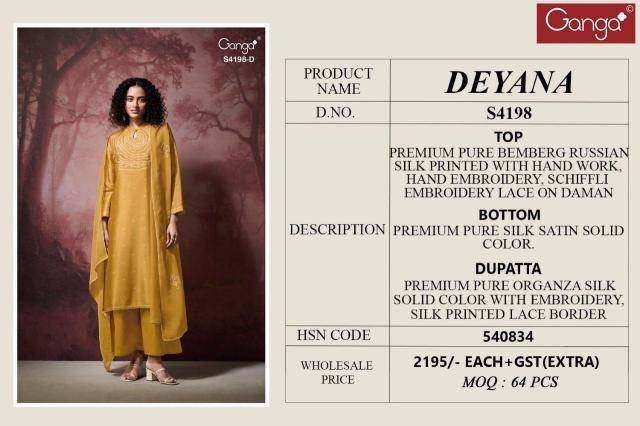 Ganga deyana 4198 Unstitched dress materials in Delhi