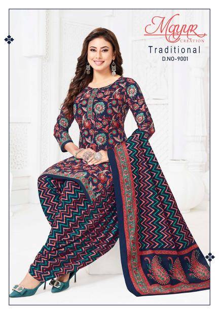 Mayur traditional vol-9 Fancy dress material suppliers