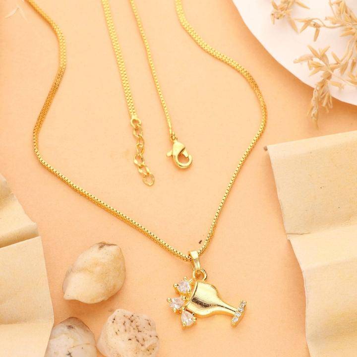 Micro gold polish chain pendant 735 Artificial gold jewelry wholesale in Delhi