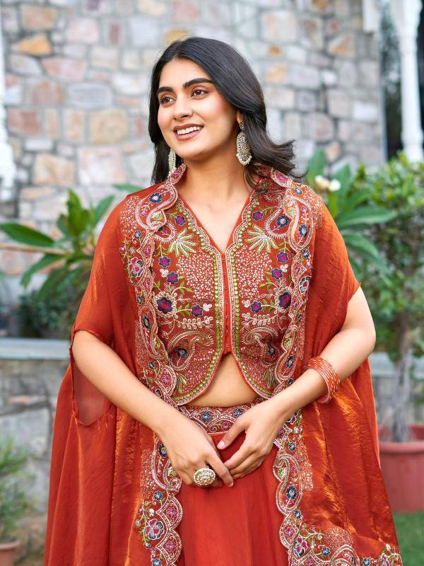 Ram-141 Fendy silk Red Affordable lehenga choli in Mumbai