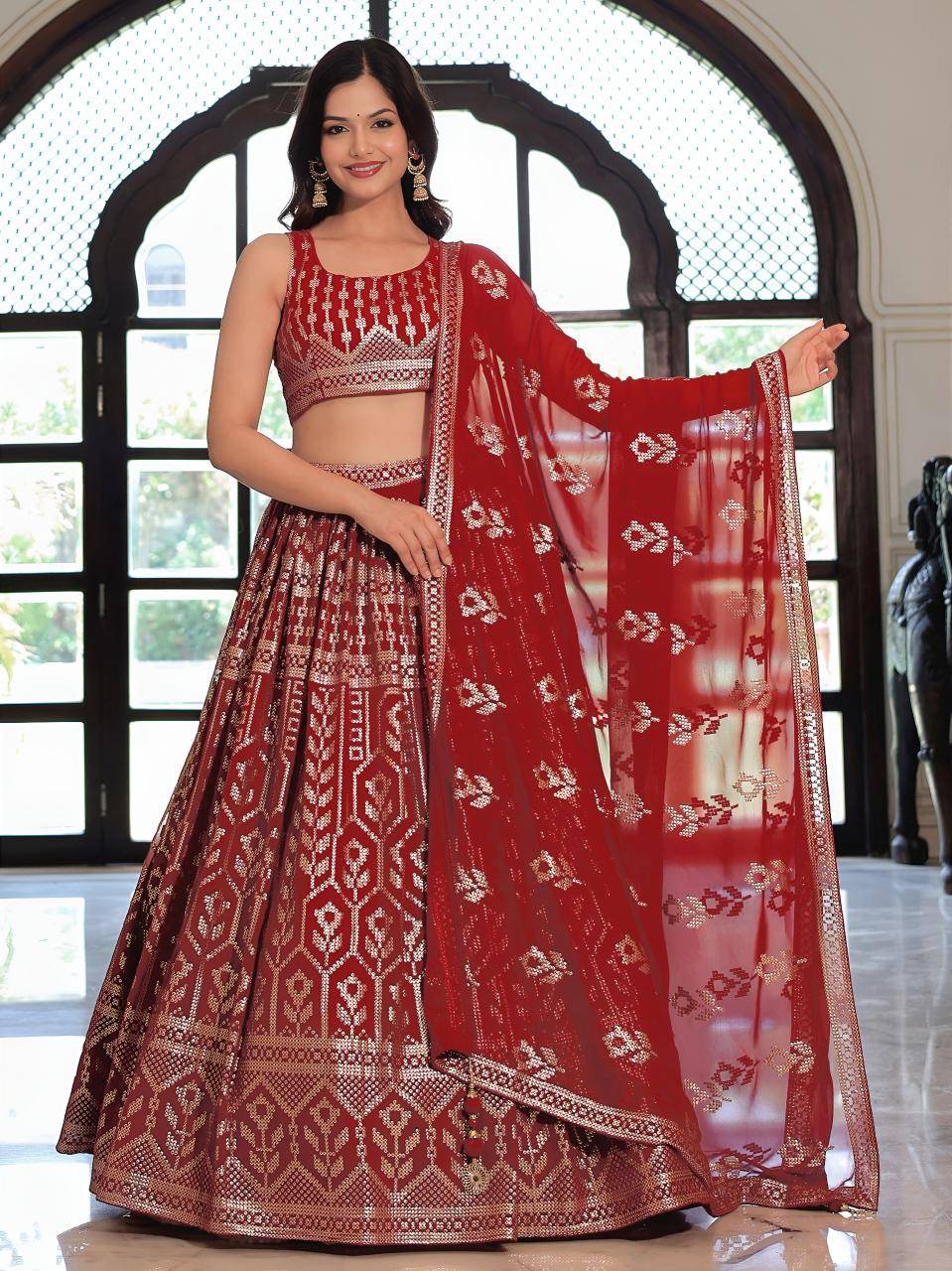 Heritage vol 30 Georgette Maroon Lehenga choli for festive season in Mumbai