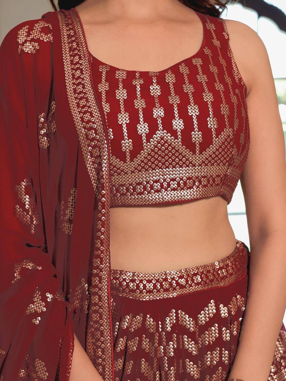 Heritage vol 30 Georgette Maroon Lehenga choli for festive season in Mumbai