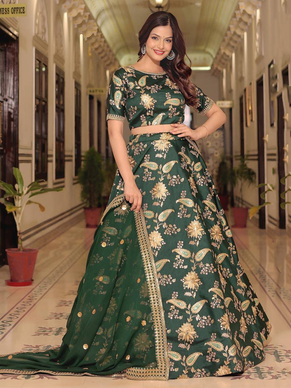 Heritage vol 30 Art Silk Dark Green Latest lehenga choli wholesale in Delhi