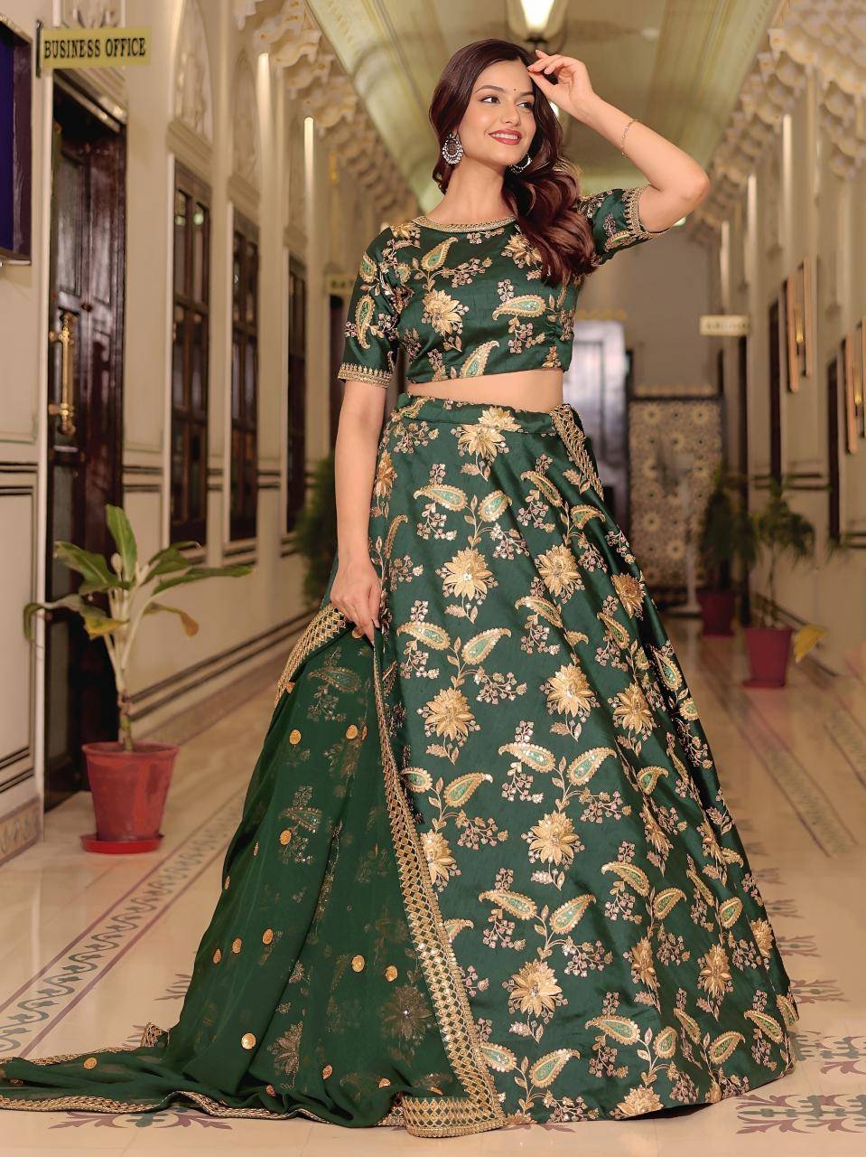 Heritage vol 30 Art Silk Dark Green Latest lehenga choli wholesale in Delhi