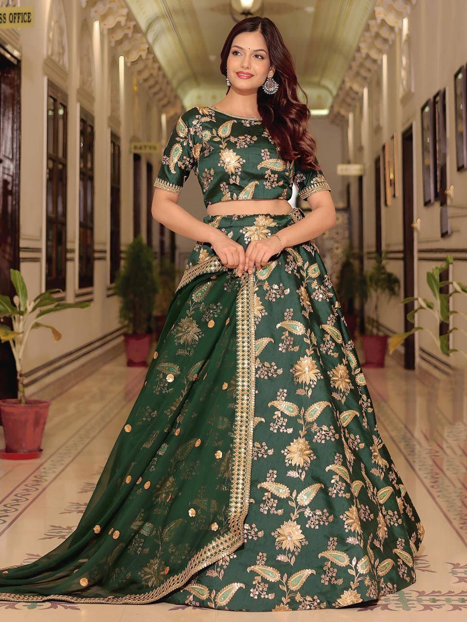 Heritage vol 30 Art Silk Dark Green Latest lehenga choli wholesale in Delhi
