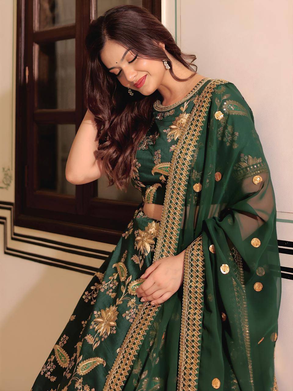 Heritage vol 30 Art Silk Dark Green Latest lehenga choli wholesale in Delhi