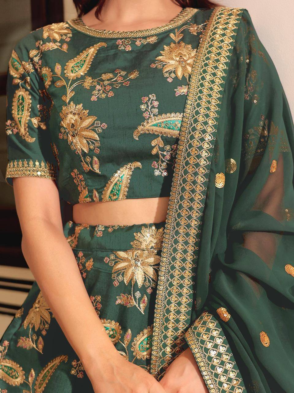 Heritage vol 30 Art Silk Dark Green Latest lehenga choli wholesale in Delhi