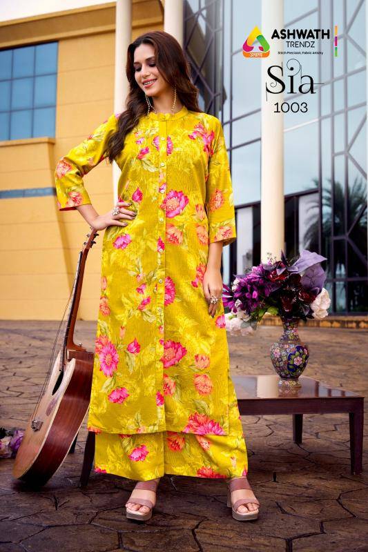 Ashwath sia printed coord set surat kurti market online shopping
