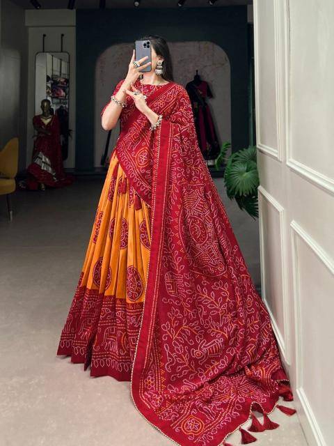 Best quality Dolla silk Orange Lehenga choli manufacturers in Mumbai