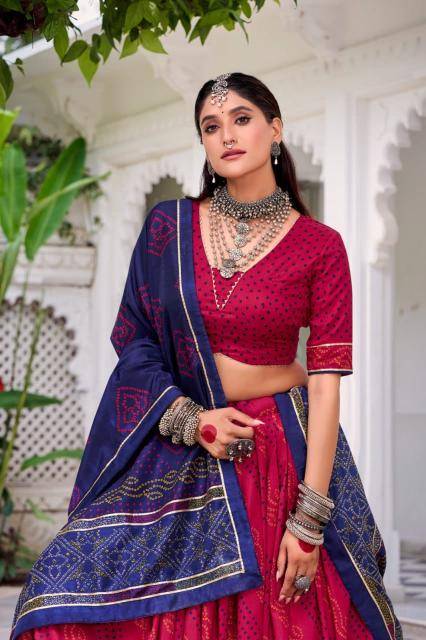 N BANDHANI Tussar Silk Red  lehenga choli wholesale in Mumbai