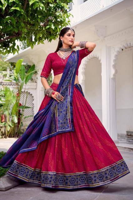 N BANDHANI Tussar Silk Red  lehenga choli wholesale in Mumbai