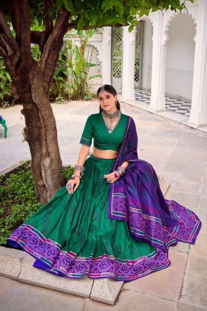 N BANDHANI Tussar Silk Green Embroidered lehenga choli wholesale in Mumbai