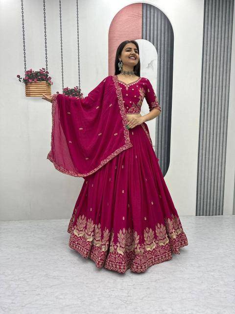 Tapi-293 Chinon Red Traditional lehenga choli wholesale in Mumbai
